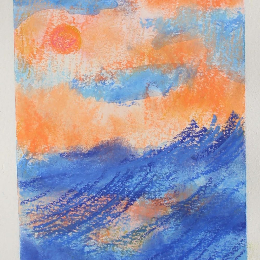 Zalazak_sunca22_14,7 x 19,7 cm_akvarel_i_pastel_na_papiru_2020